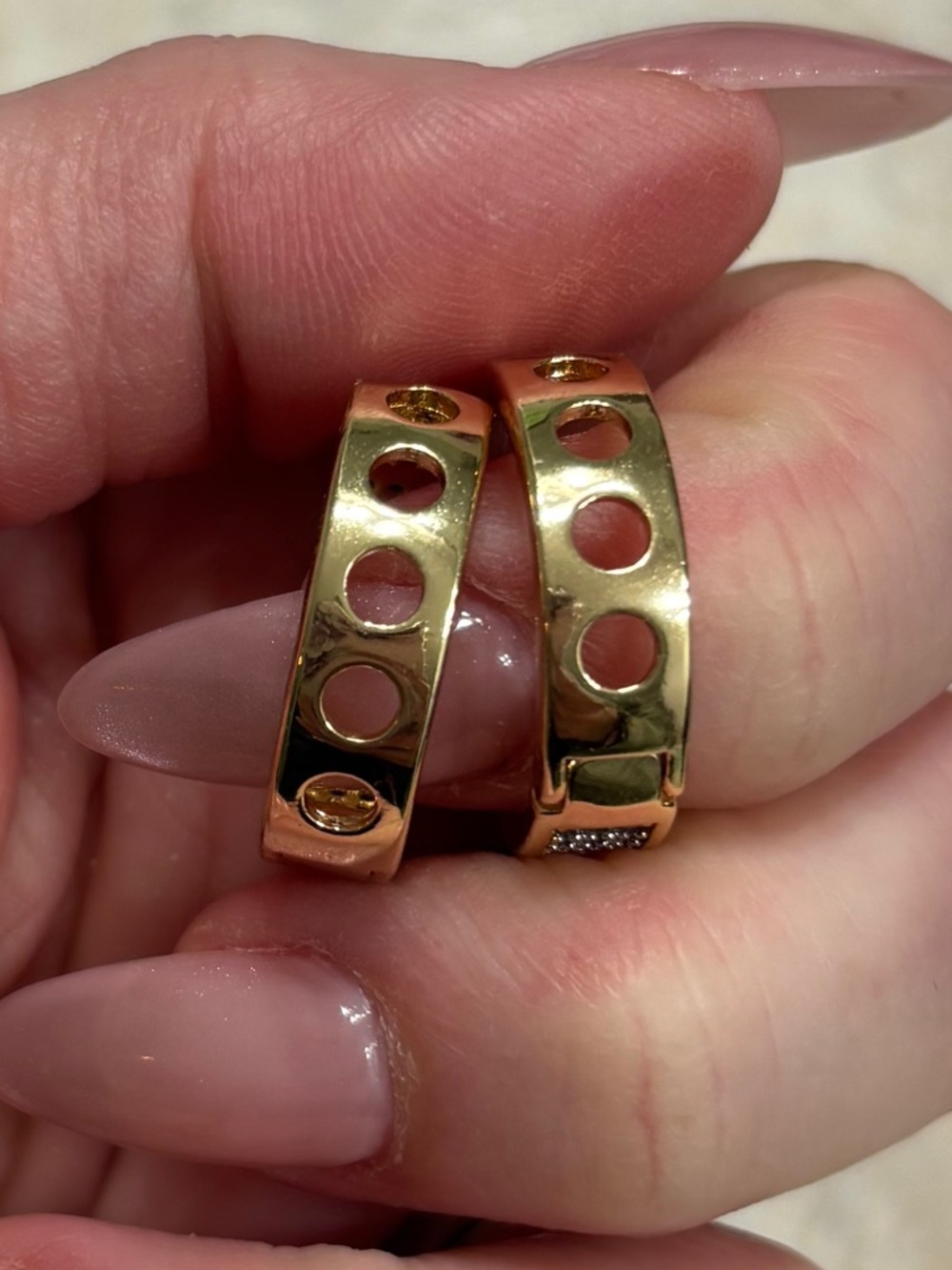 Adina Eden Gold Crystal Pave Hoop Earrings - Picture 8 of 9
